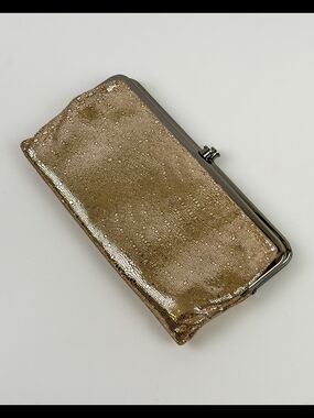 Metallic Textured Gold Clutch Wallet